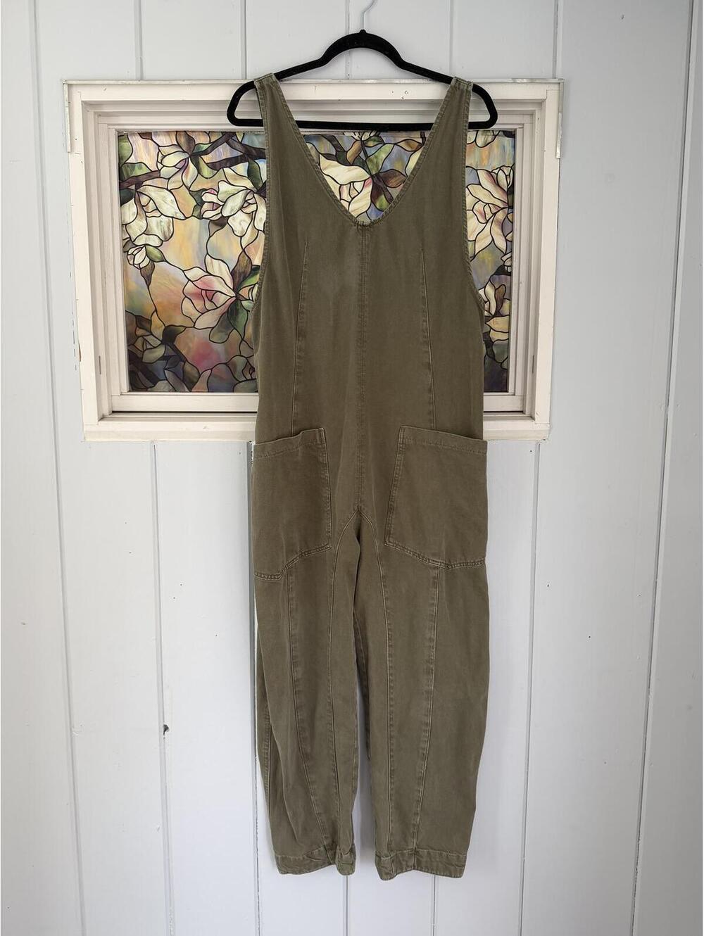 We The Free Olive Green Cotton Overalls Size Small